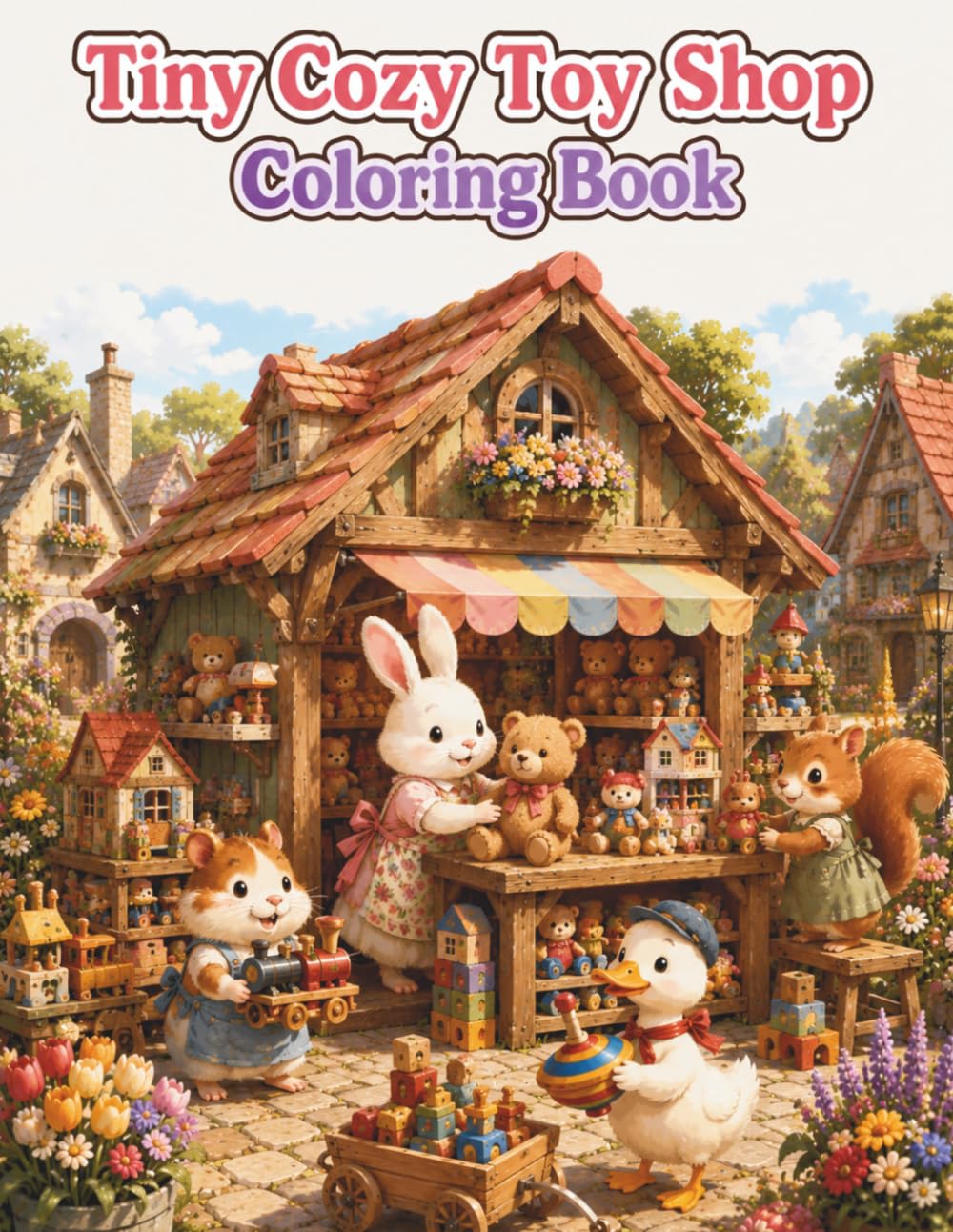 Tiny Cozy Toy Shop Coloring Book: Cute and Easy Coloring Pages Featuring Adorable Animal Shopkeepers, Charming Toy Stores, Handmade Toys, Cozy Village ... Cottagecore Scenes for Adults and Teens