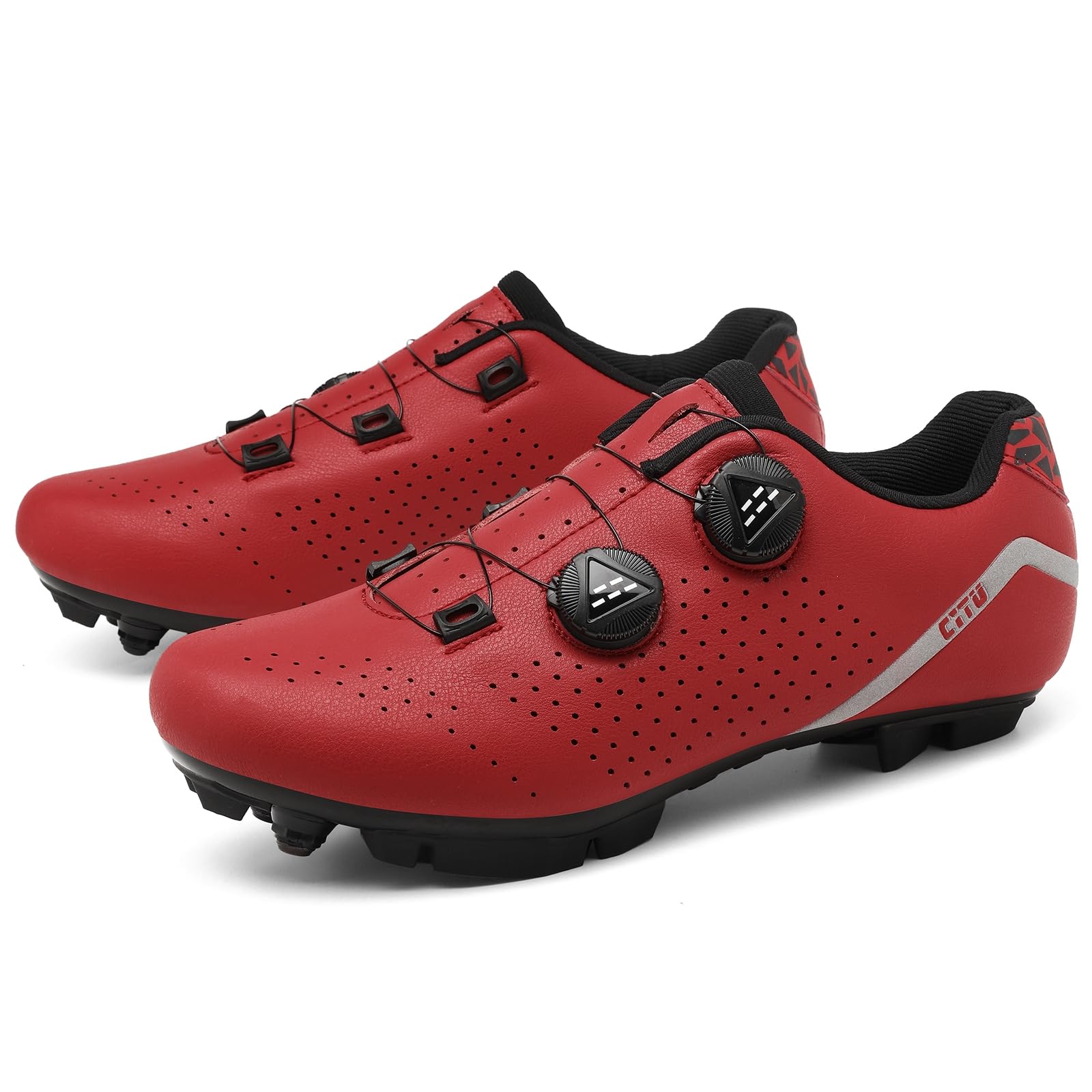 SDEQA Zapatilla de MTB Hombre, Zapatos Bicicleta de Montaña Exterior Compatibles con SPD Pedales de 2 Tornillos con Calas Antideslizantes y Resistentes Zapatillas Deportivas Ciclismo