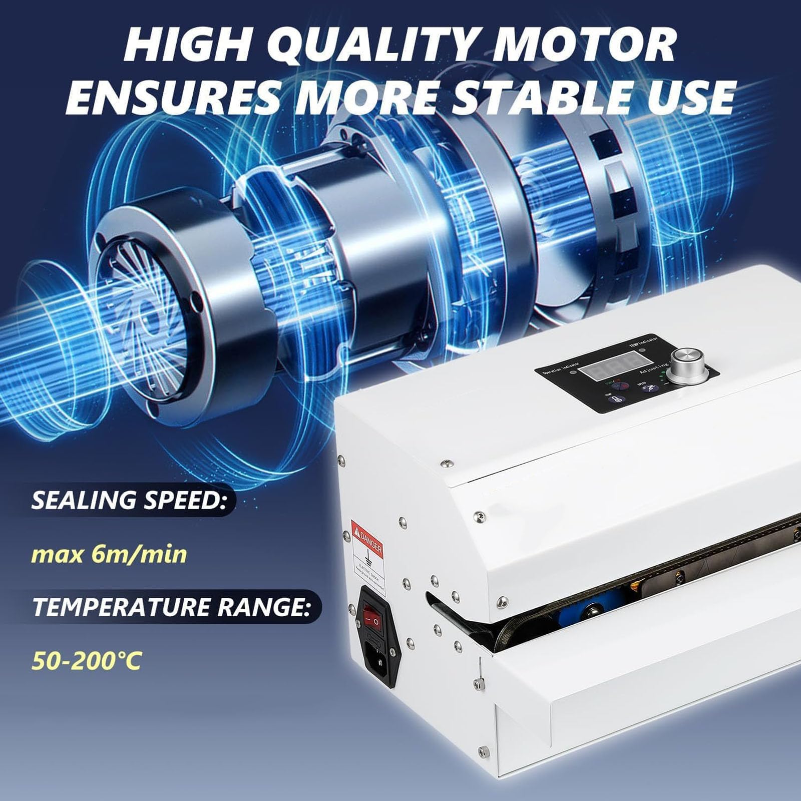 JOSBY Machine De Scellage Automatique en Continu, Machine De Thermoscellage avec Réglage De La Température Et De La Vitesse, Machine De Scellage Horizontale Automatique pour Sacs Plastiques