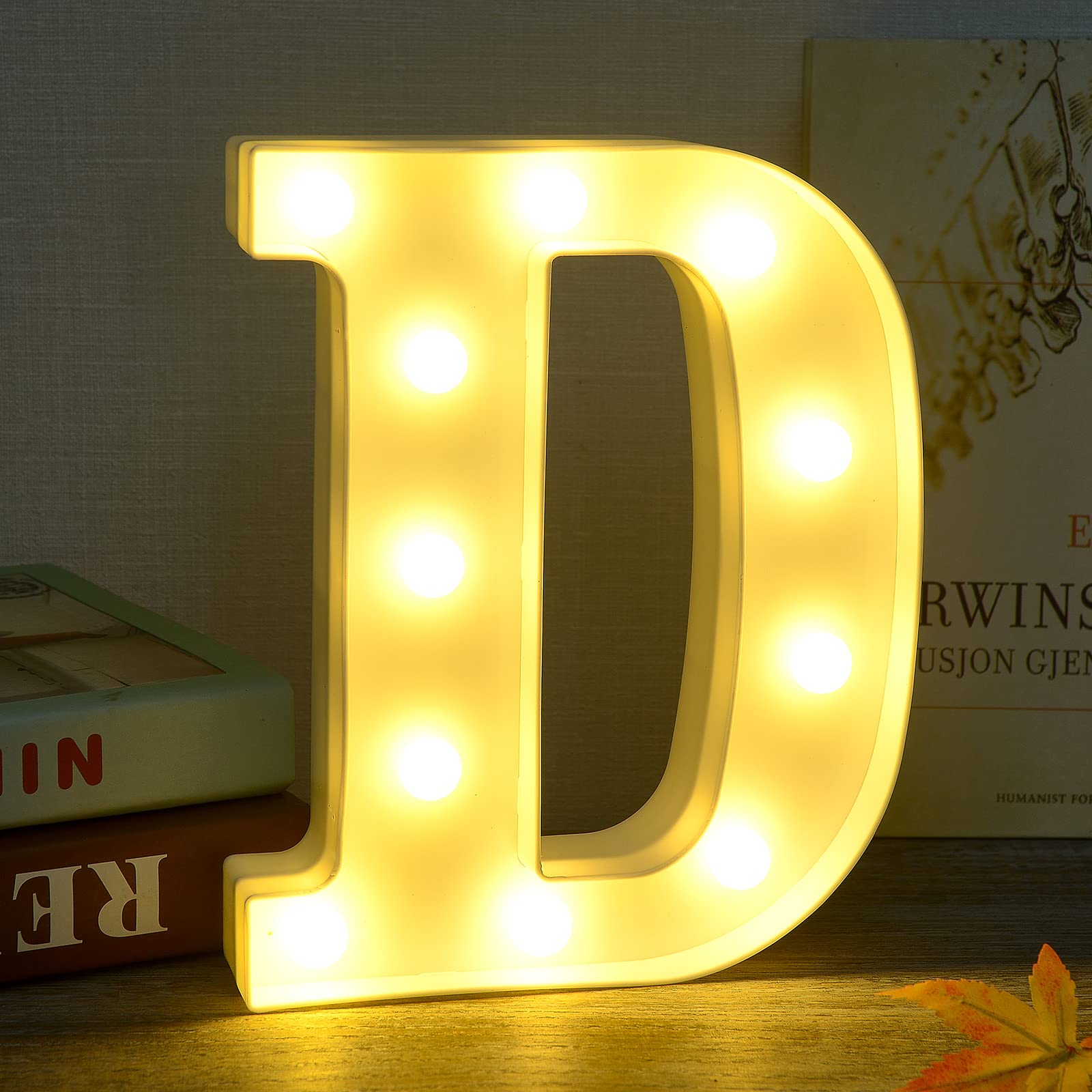 Rdutuok Alphabet Light Up Letters,LED Letter Lights Sign LED Marquee Letter Lights for Night Light Birthday Party Wedding Home Bar Christmas Decoration (D)