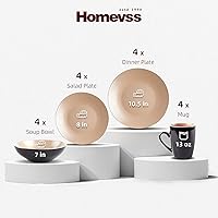 Vista 109 de Colors Life juego de vajilla, exterior negro brillante con interior de color mate