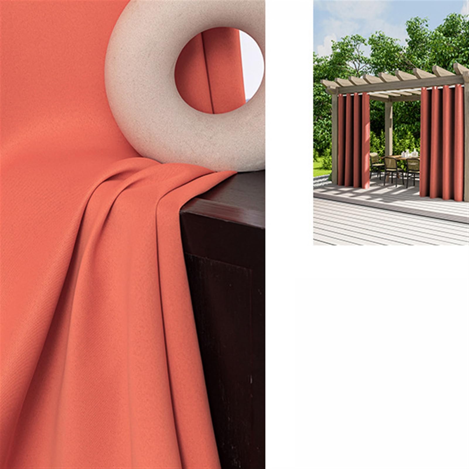 2 Pièces Rideaux d'Extérieur avec œillets Imperméable Isolation Thermique Elégant Coupe-Vent Rideaux occultants pour Pergola, Jardin, Gazebo, Porche, Vert 03, 100cm x 140cm