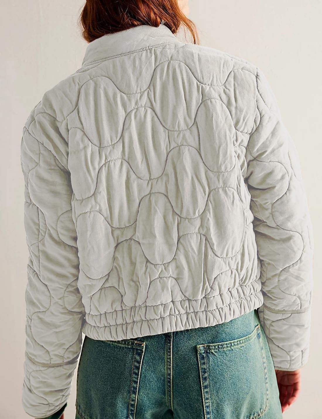 Women's Lightweight Zip Up Outerwear Coat Quilted Jacket Warm Down Puffer Jacket With Pockets - Image 2