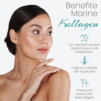 Marine Collagen Drink 30 Days (30 Sachets) - 5 g Hydrolysed Marine Collagen Type I II & III - With Vitamin C & Zinc - For Skin Hair & Nails - Passion Fruit Flavour