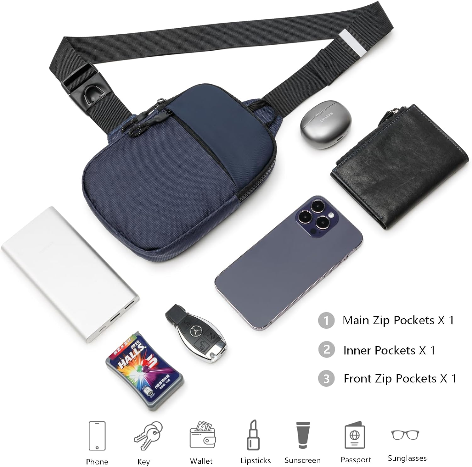 Mini Sling Bag for Men Women, Small Crossbody Casual Utility Chest Phone Bag for Travel Workout - Image 5