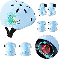 Vista 1 de Casco de bicicleta para niños, rodilleras, coderas, muñequeras, equipo de protección, cascos ajustables para niños de 3 a 5 años, 2 a 8 años