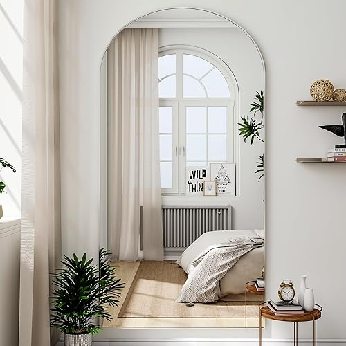 Vista 50 de Espejo arqueado de longitud completa, espejo arqueado de 36 x 78 pulgadas con soporte, montado en la pared para baño, vestidor, para colgar