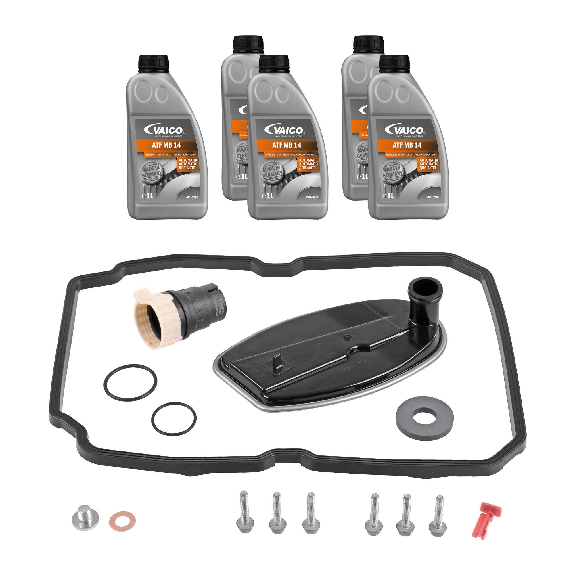 VAICO Kit pezzi, cambio automatico-cambio olio V30-2254-SP Compatibile con: CHRYSLER 300C, 300C Touring, JEEP COMMANDER, GRAND CHEROKEE III, MERCEDES-BENZ 123 Stufenheck, 123 T-Model, 170 Stufenheck