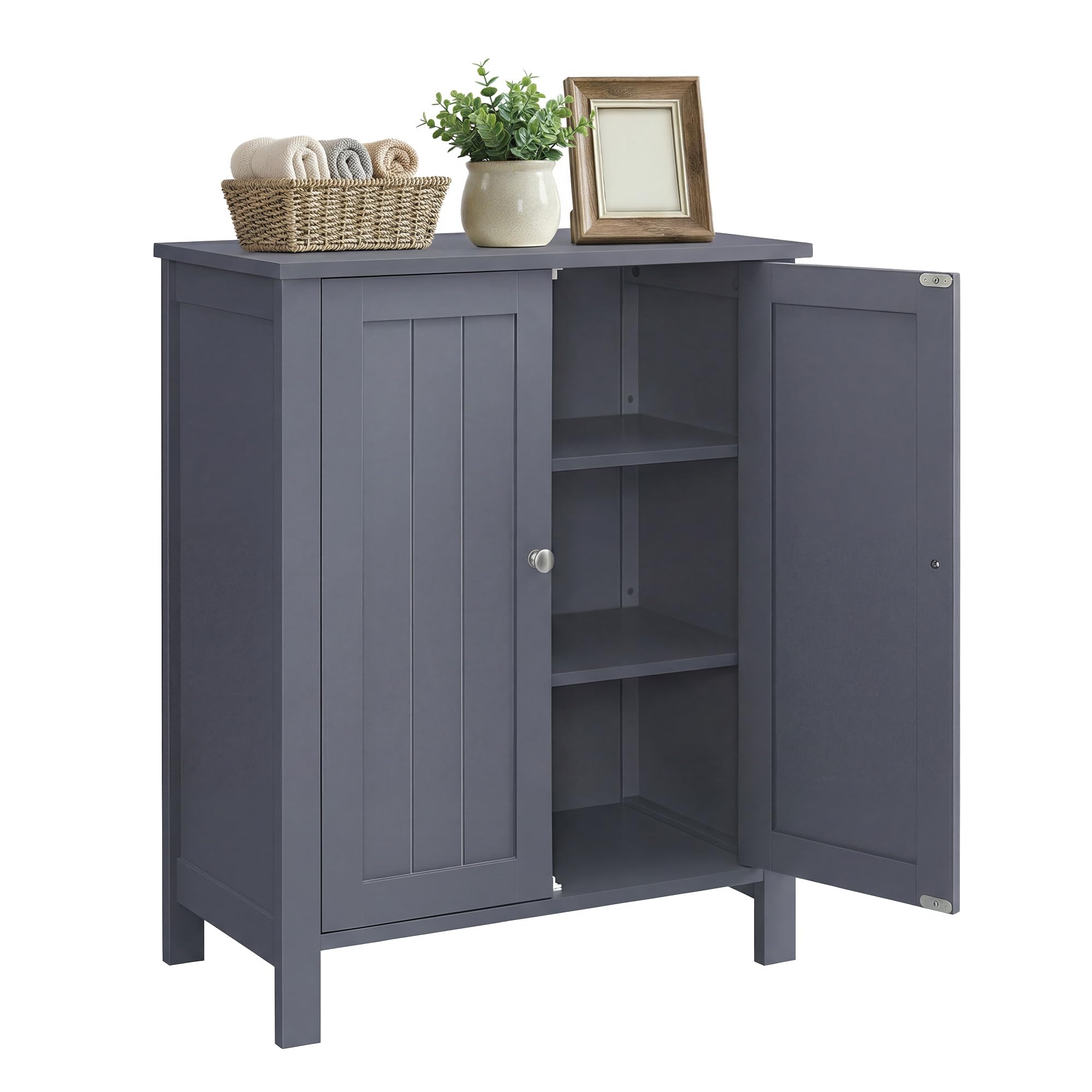 VASAGLE BCB60GY Bathroom Furniture on Stands, Storage Cabinet, Cupboard with 2 Adjustable Shelves, 30 x 60 x 80 cm, Grey — image 1
