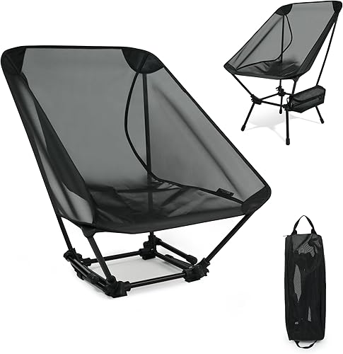 Himalaya Silla de playa ultraligera, 2 alturas silla de camping ligera, sillas plegables de malla para mochilero, sillas de campamento compactas