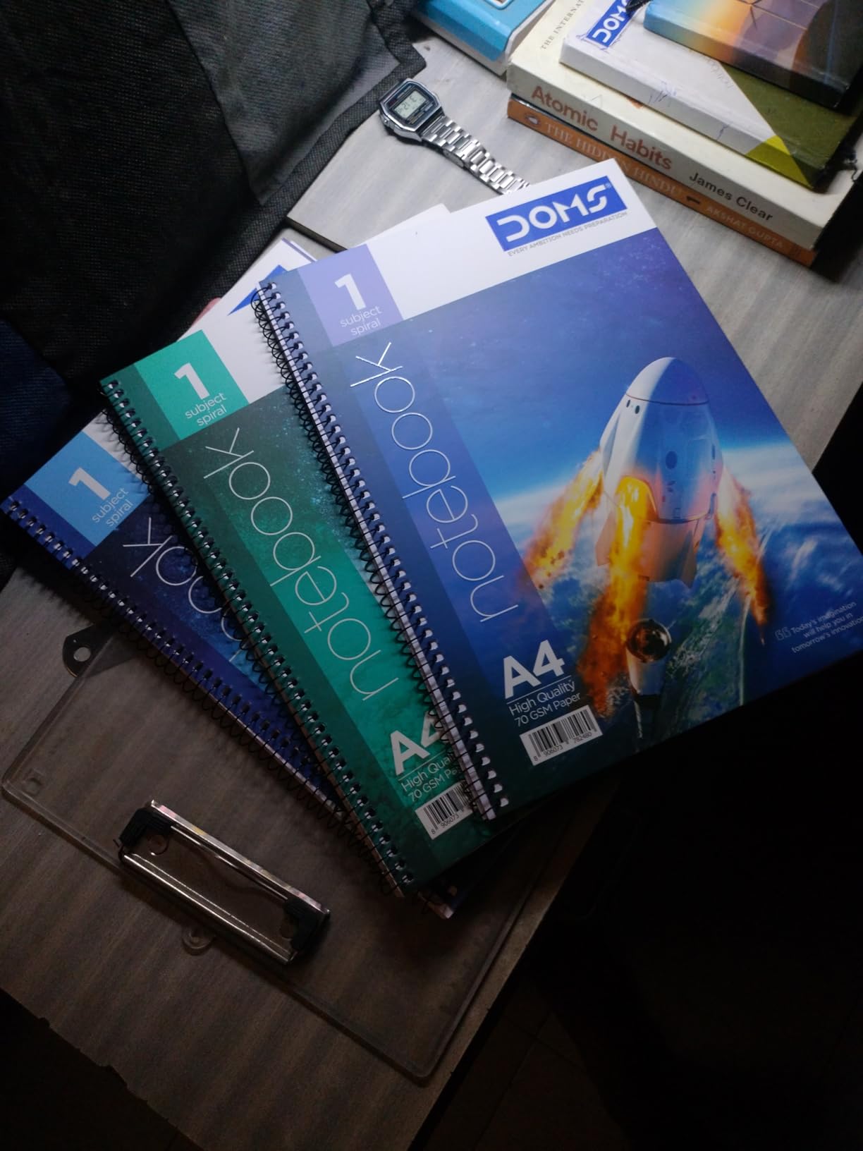 Doms Space Series 1 Subject Spiral Notebook | A4, 70 GSM, Single Line ...