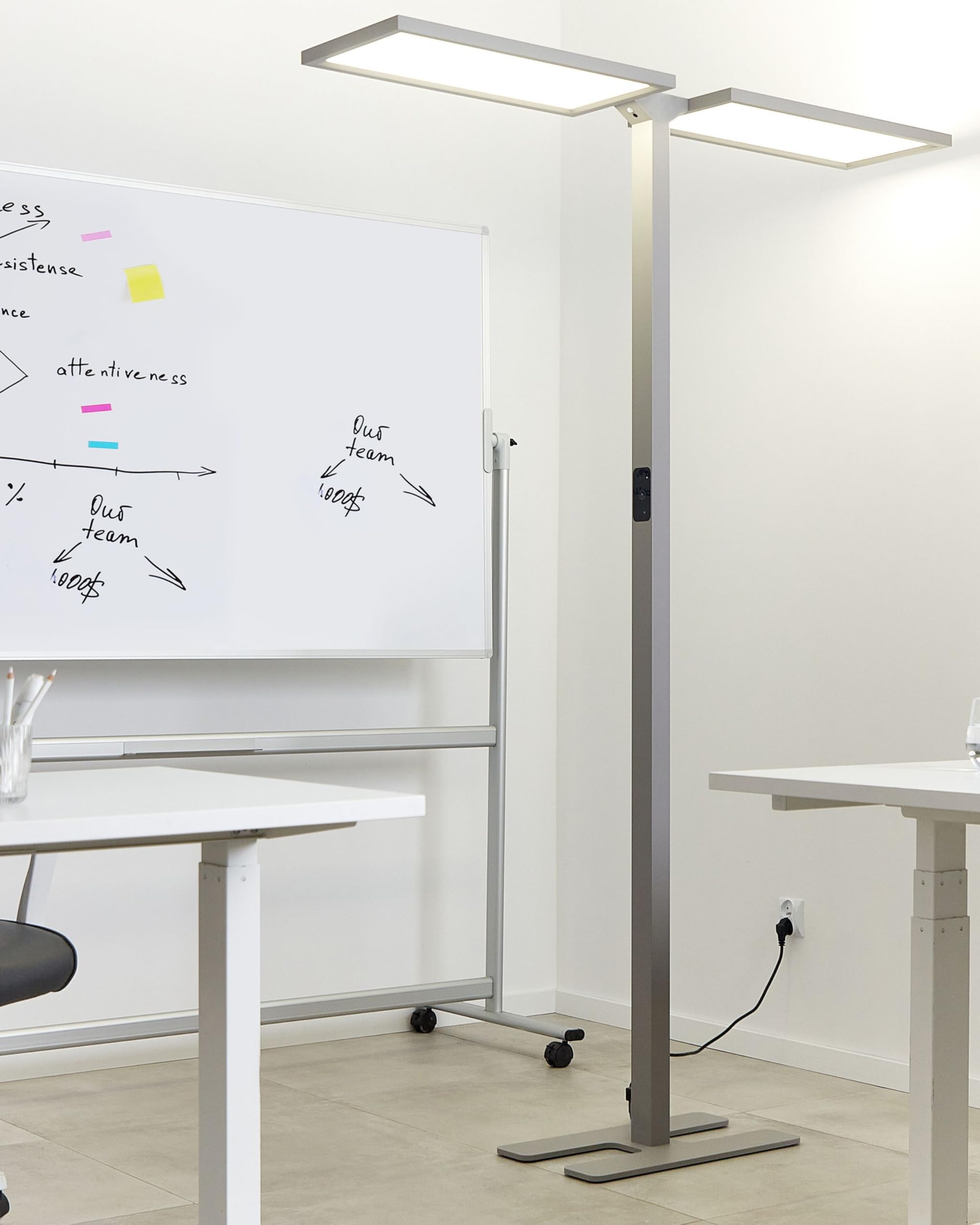 Beliani LED-Stehlampe Metall silber mit Bewegungsmelder Touch-Funktion dimmbar Sculptor