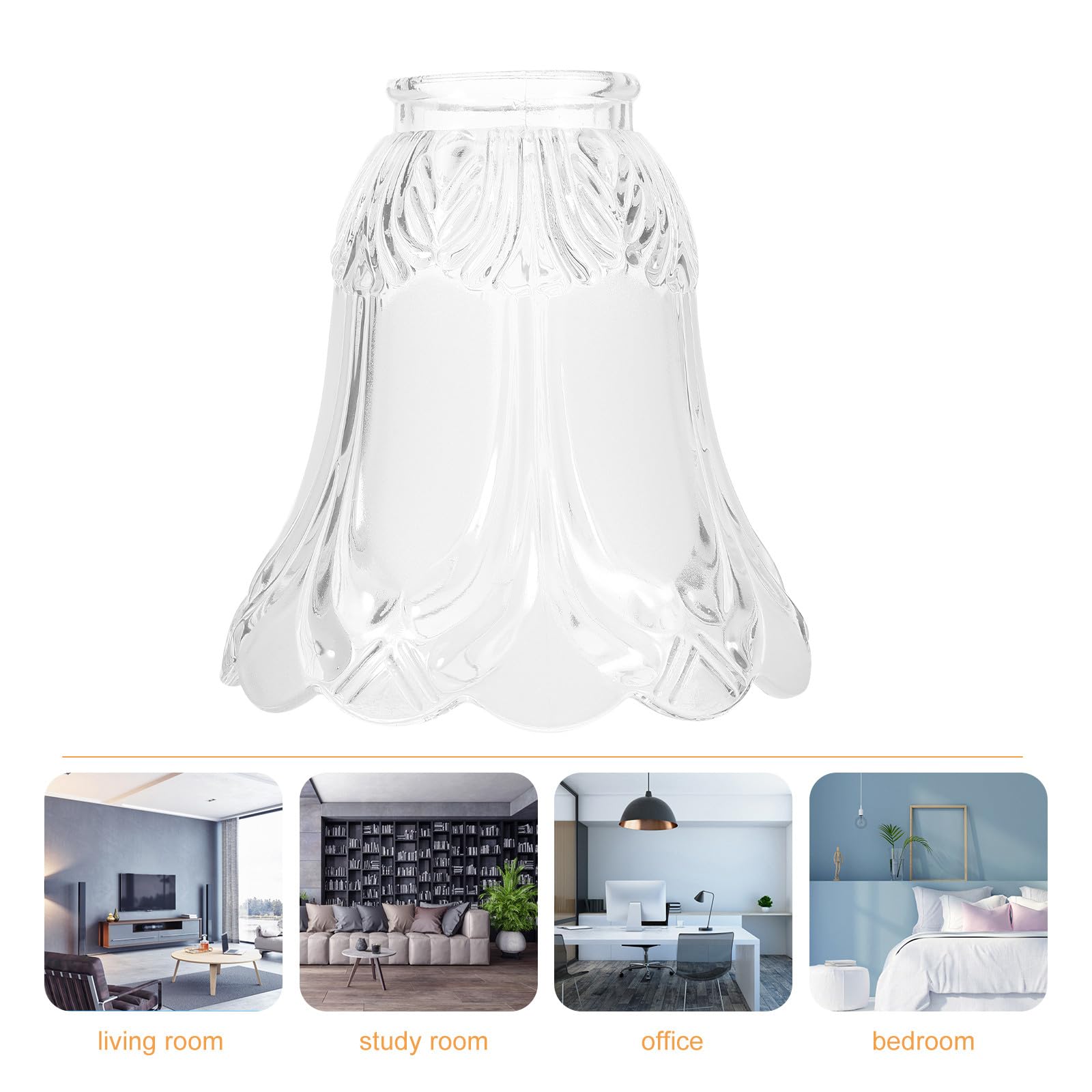 POPETPOP Pantallas de Lámparas de Vidrio de Repuesto 4 Piezas Forma de Campana, Material Vidrio, Decoración para Iluminación de Techo Hogar