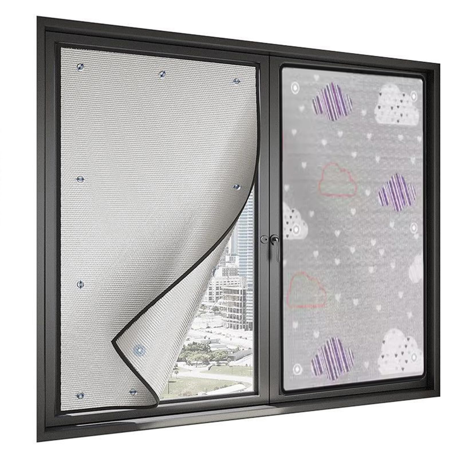 Blackout Film for Glass Windows, Aluminum Sun Protection Film, Window Heat Reflector, Removable Aluminium Foil Reflective Film,with Suction Cups,for Bedroom,Nursery (Color : Clouds, Size : 150x100cm