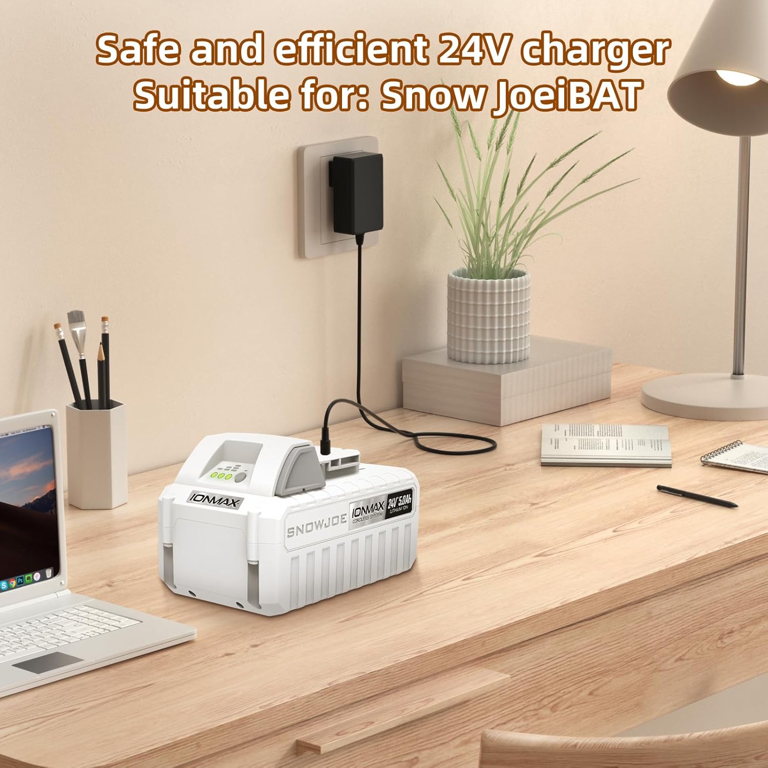 24V Quick Charger Compatible with Snow Joe&Sun Joe 24V Lithium Ion Battery, 24VCHRG-QC iON+ Charger for Models iBAT24 & 24VBAT Series Batteries, iBAT24-LT, iBAT24-XR, 24VBAT-LTE, 24VBAT-XR AC Adapter - Image 4