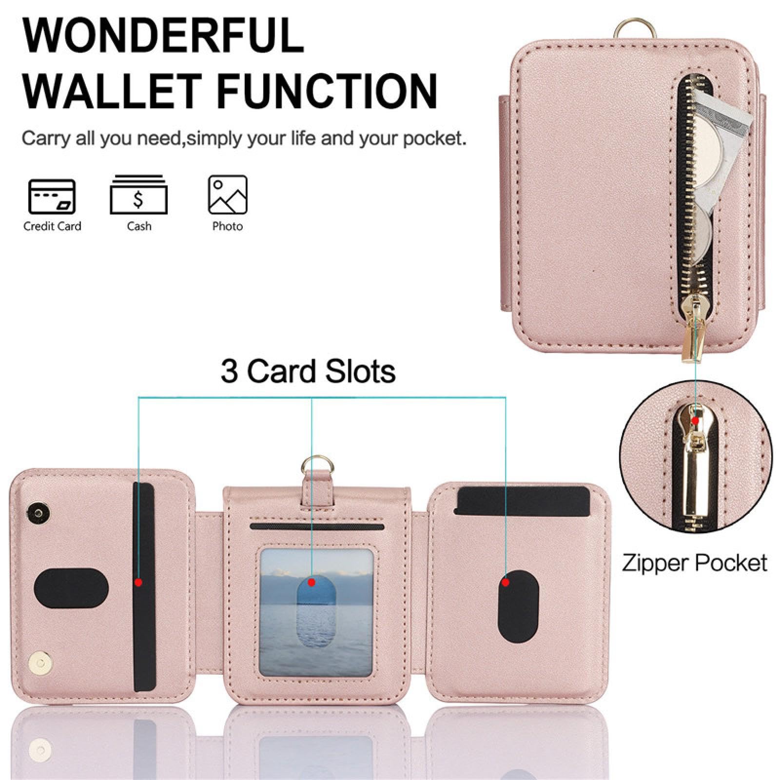 Do Samsung Z Flip 5 Crossbody Portfel Zamek Błyskawiczny Etui na Telefon Karty Smycz Portfel Uchwyt Pokrowiec (Do Samsung Z Flip 5/Głęboki Fiolet)