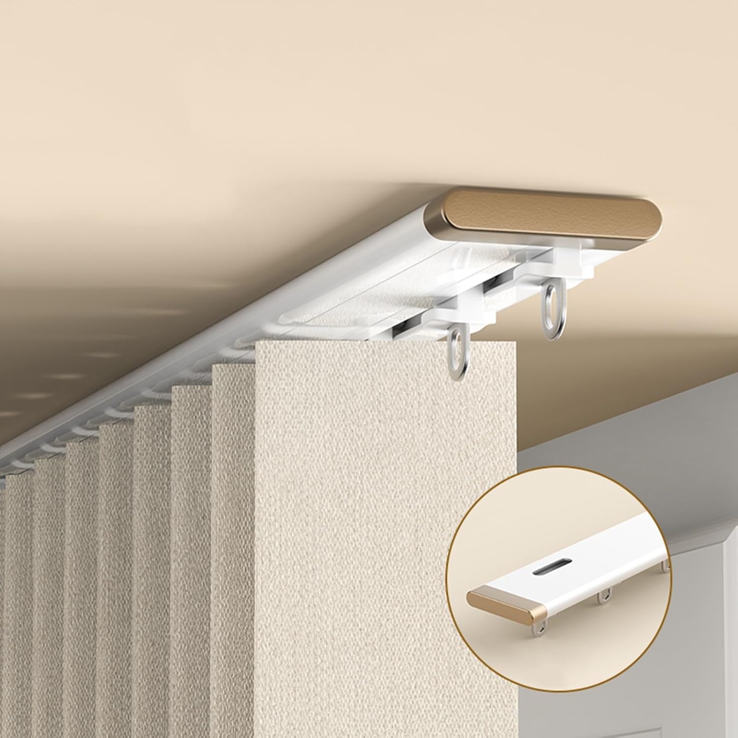 カーテン・レール スライド式カーテンレール、間仕切り用カーテンハンガー、簡単に取り付けられるカーテンレールコネクタ、オープンルームの