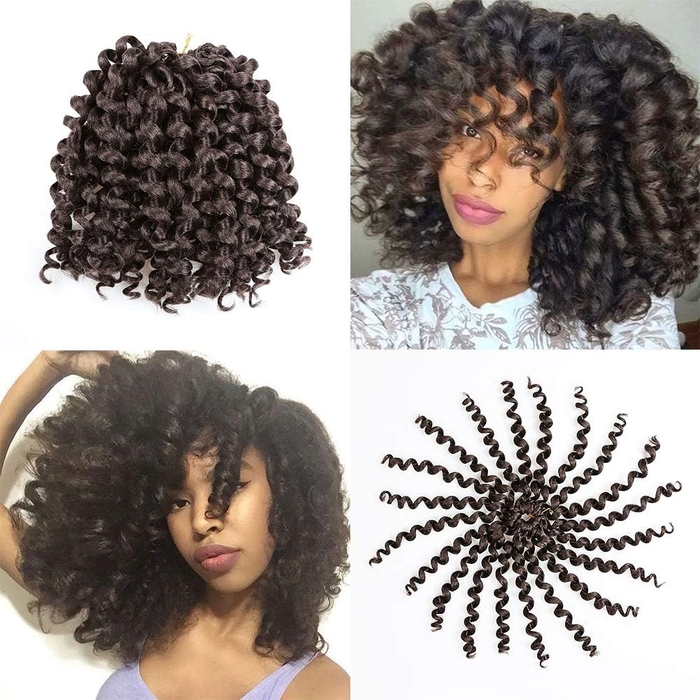 XFX 3 Packs 2X Ringlet Wand Curl Jamaican Bounce 8 inch Synthetic Crochet Hair Extensions Havana Mambo Twist Braiding Hair 20 Roots (#4)