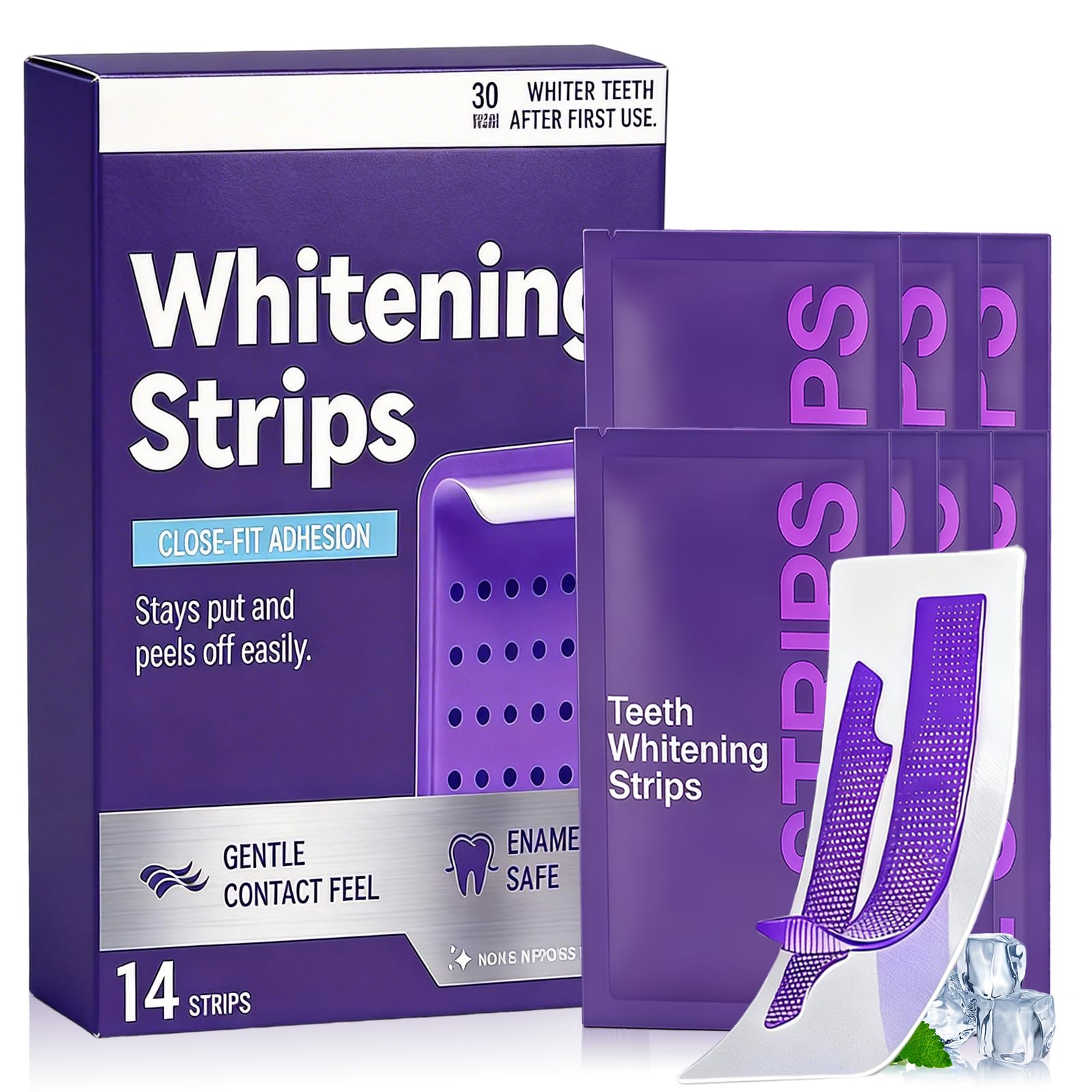 14 Piezas Tiras Blanqueadoras Moradas, Tiras Blanqueadoras Antideslizantes, Strips Profesionales De Blanqueamiento De Dientes, Para El Café Y Otras Manchas, Ilumina La Sonrisa