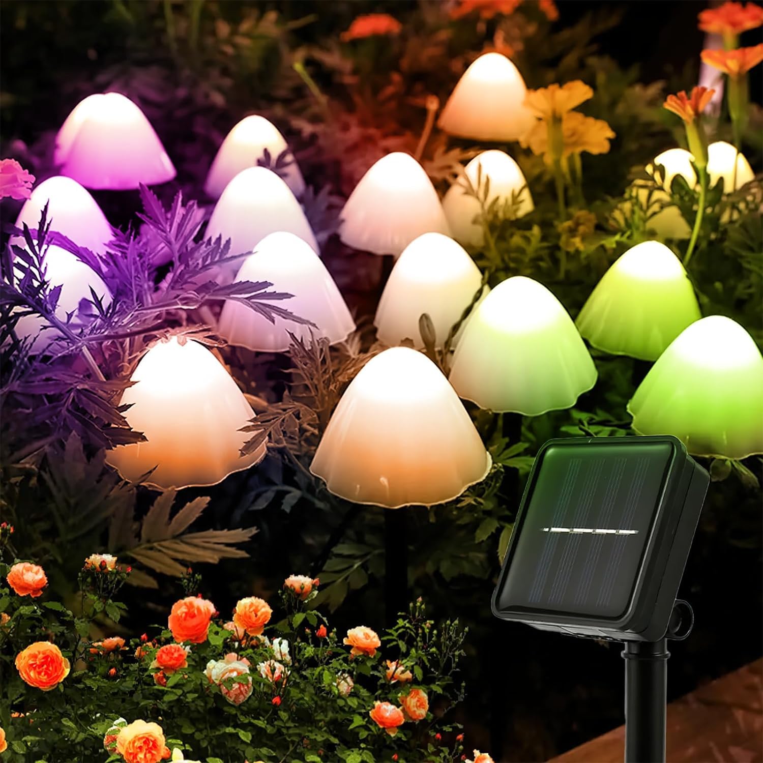 AWSGHLF Mushroom Solar Lights Outdoor Garden, 6.5M 30 LEDs Colorful Mushroom Garden Lights Solar Powered with 8 Lighting Modes Waterproof Solar Mushroom Ornaments, F-4450695L