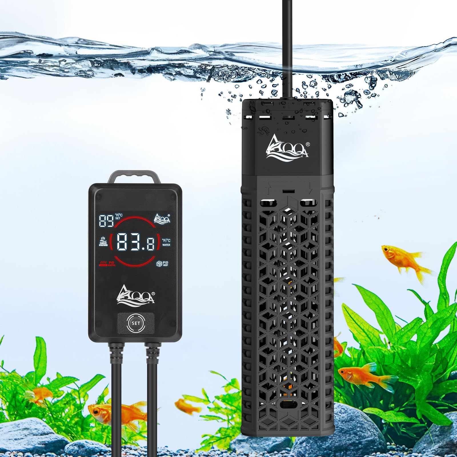 AQQA Fish Tank Heater, 800W Aquarium Heater with Intelligent External Controller, Dry Burning-Resistant & Overtemperature Protection System, for Saltwater & Freshwater
