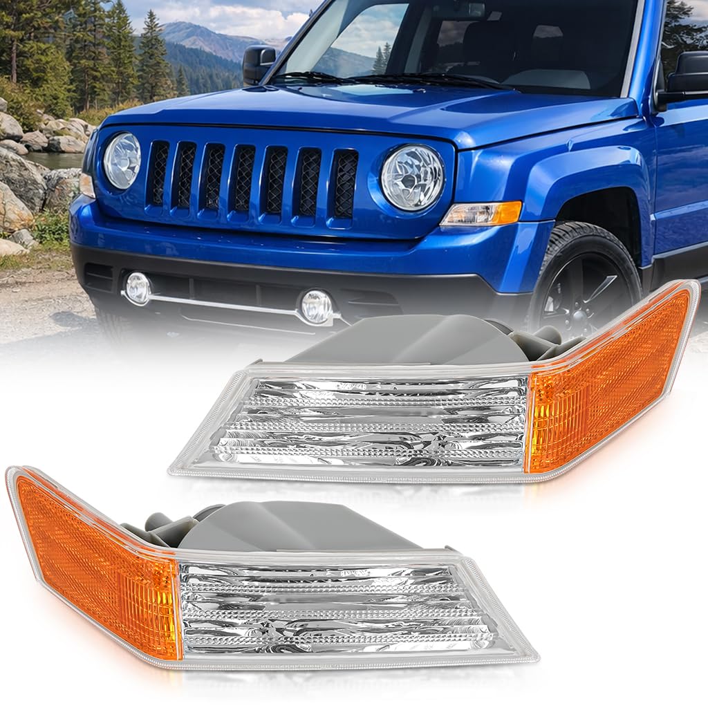 Nilight Front Turn Signals Light Clear Amber Len For 2007-2017 Jeep Patriot