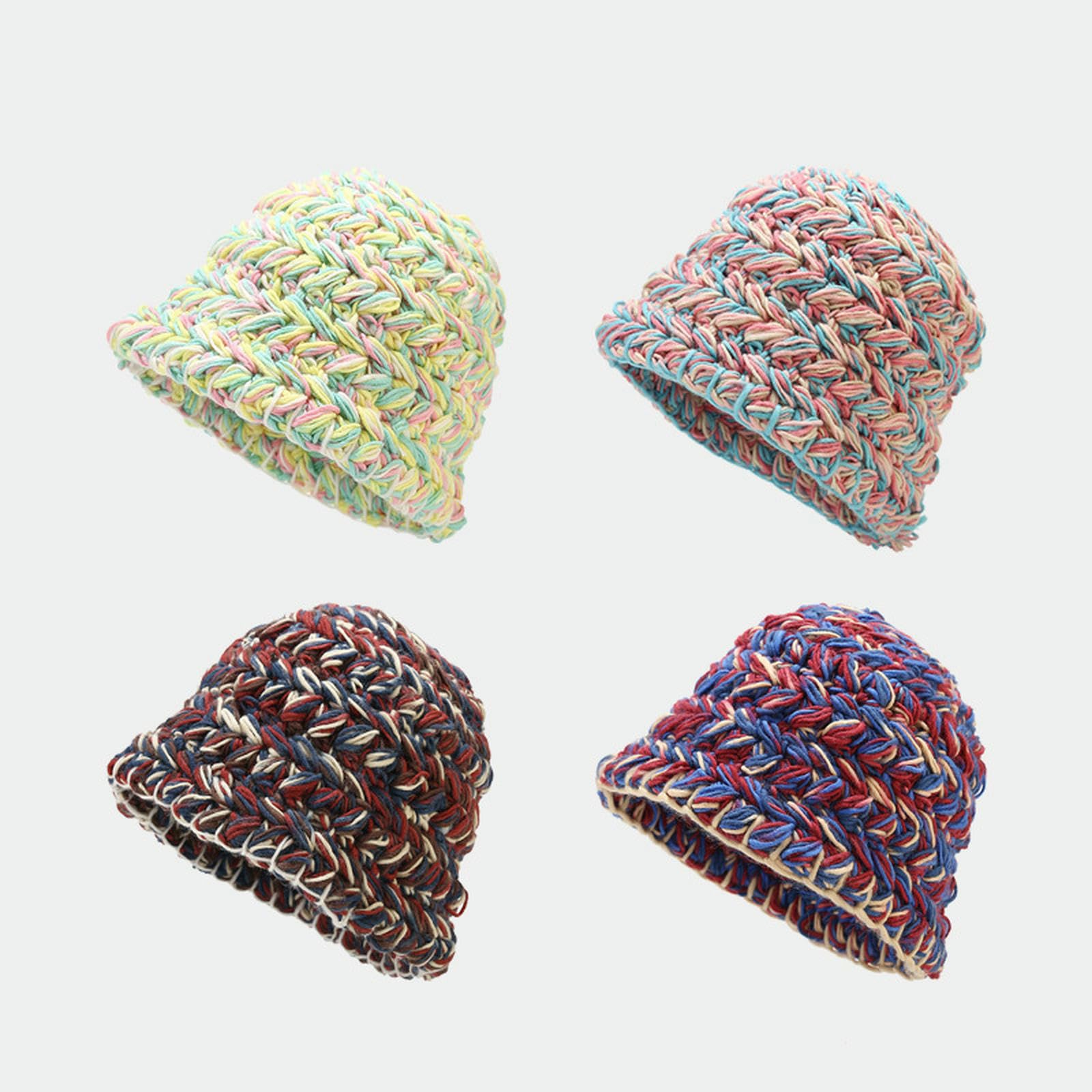 Czapka z daszkiem jesienno-zimowa damska ręcznie tkana wełniana czapka typu bucket hat, gruba ciepła czapka