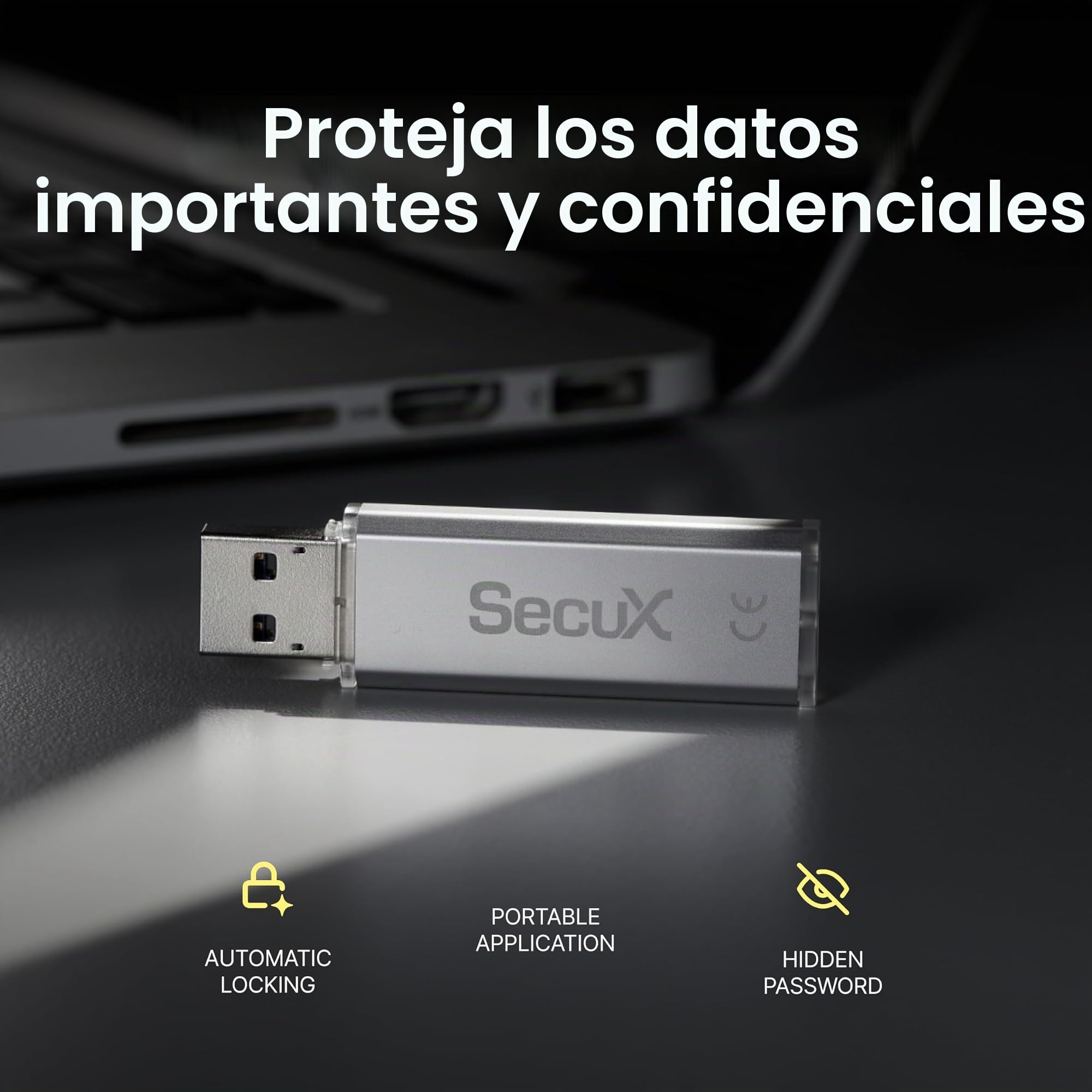 SecuX Forte - Unidad Flash USB Encriptada - USB 3.2 Gen 1 - Encriptación XTS-AES - Autenticación por Contraseña - Bloqueo Automático - Carcasa de Metal Plateada (128 GB) (64, GB)