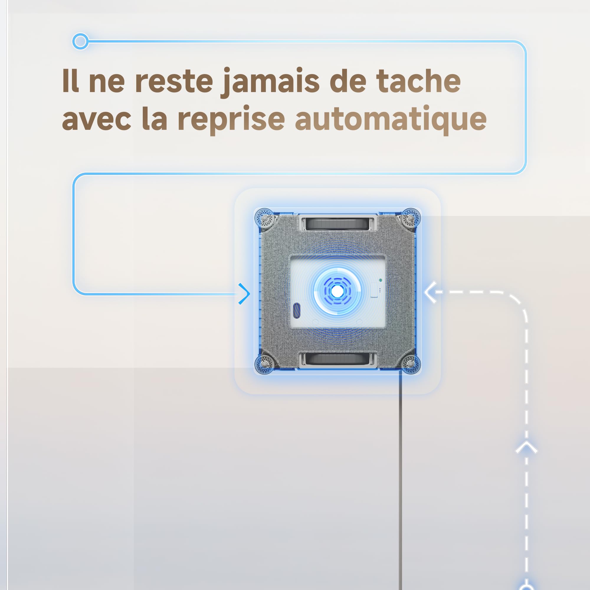 dreame C1 Robot Laveur de Vitres, Puissance d'Aspiration de 5 500 Pa, Protection et Sécurité Fiables, Technologie CornerClean, Nettoyage Humide Minutieux, Technologie à Double Jet