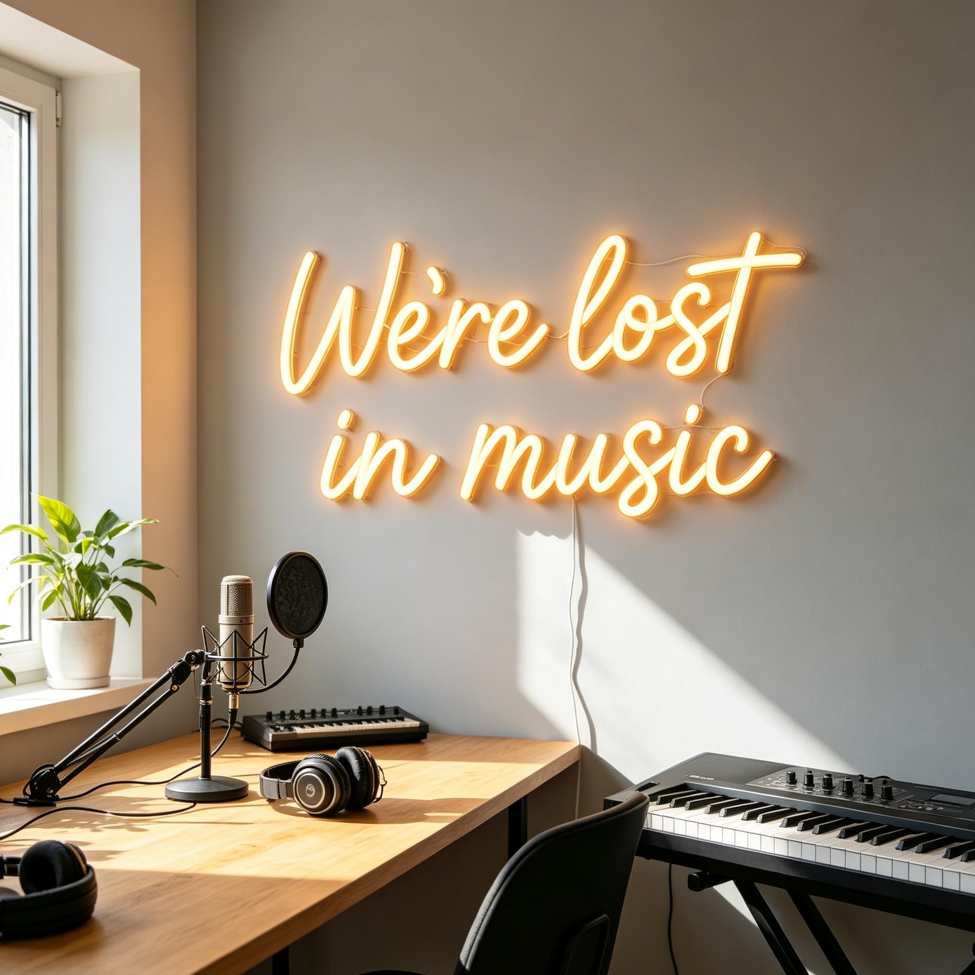 We're Lost In Music Insegna al neon dimmerabile bianco caldo LED neon lampada da parete alimentata USB segno luminoso per studio musicale, camera da letto, bar, sala registrazione, decorazione da