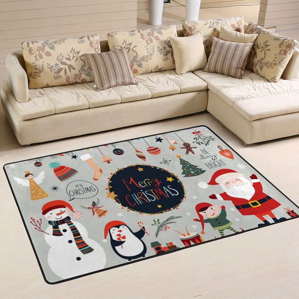 Tapis de Noël Père Noël Ruchen grand format 63 x 48 inch pour salon chaleureux