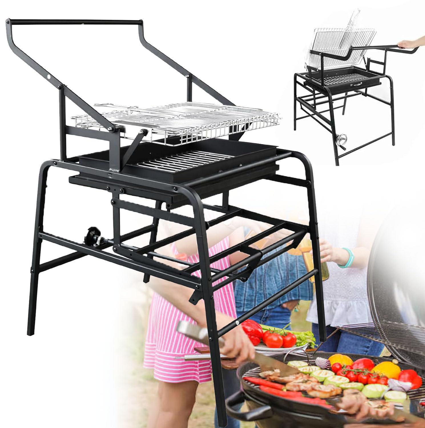 Charcoal Grill,Outdoor Foldable Flipping Outdoor BBQ Grill, for Camping, Travel, Parties, and Entertainment