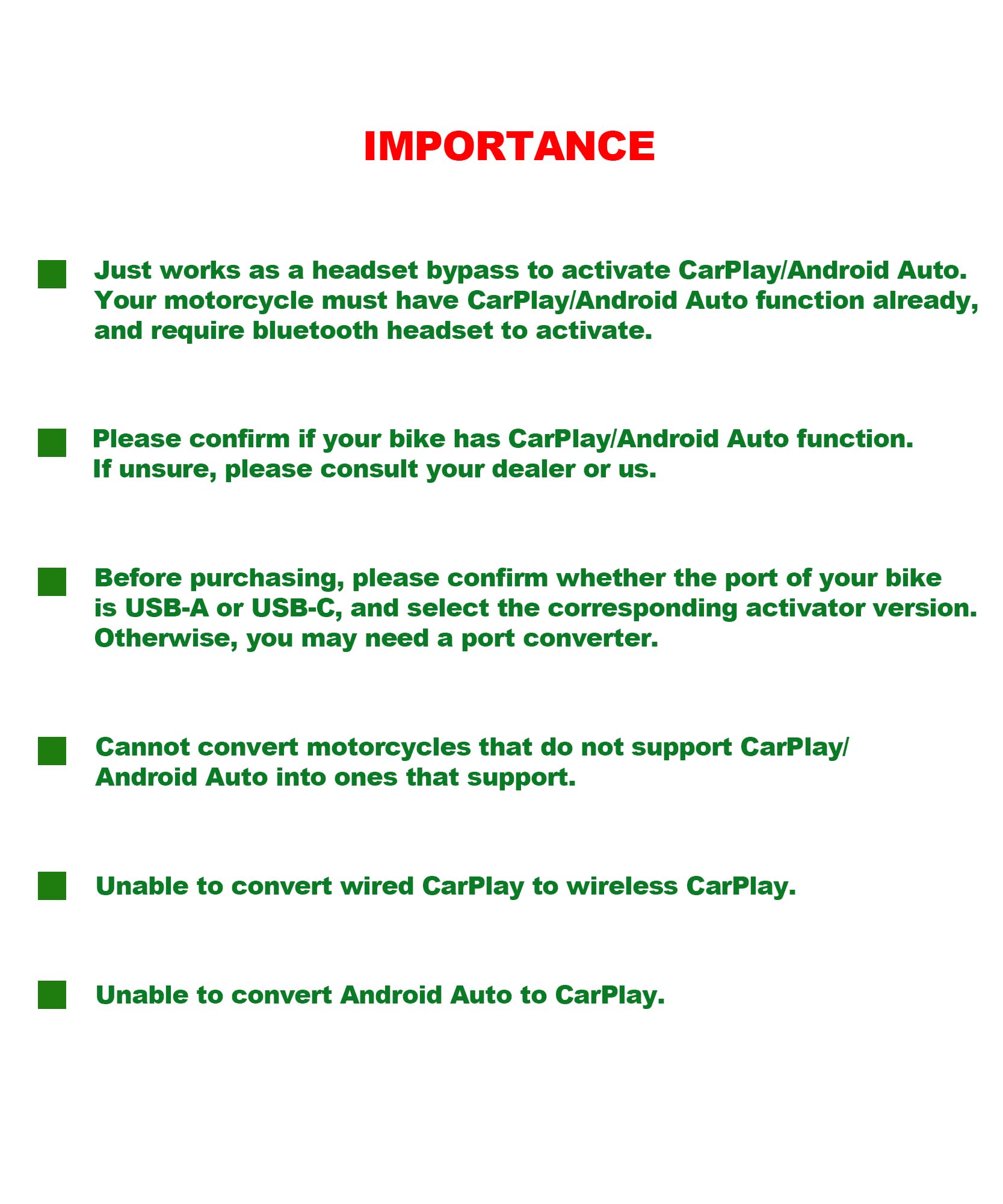 Câble d'activation USB-A vers USB-C CarPlay pour charge de moto, adaptateur de dérivation automatique pour casque Android, permet CarPlay sur Harley/Indian/Goldwing sans casque, 5 m/noir