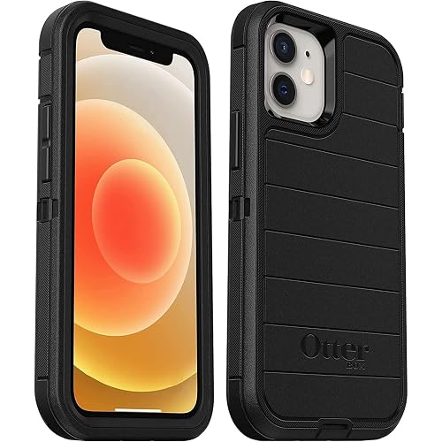 OtterBox Defender Screenless Series Rugged Case & Belt Clip Holster for iPhone 12 Mini (NOT 12/Pro/Pro Max) Non-Retail Packaging - Black - with Microbial Defense