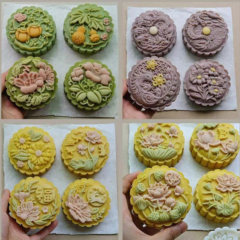 Mooncake Moule à biscuits en plastique 150 g - Presse à la main en forme de fleur de lotus - Gadget de cuisine - Outil de pâtisserie - 7,6 cm (bassin de lotus Mooncake Moule à biscuits en plastique 150 g - Presse à la main en forme de fleur de lotus - Gadget de cuisine - Outil de pâtisserie - 7,6 cm (bassin de lotus