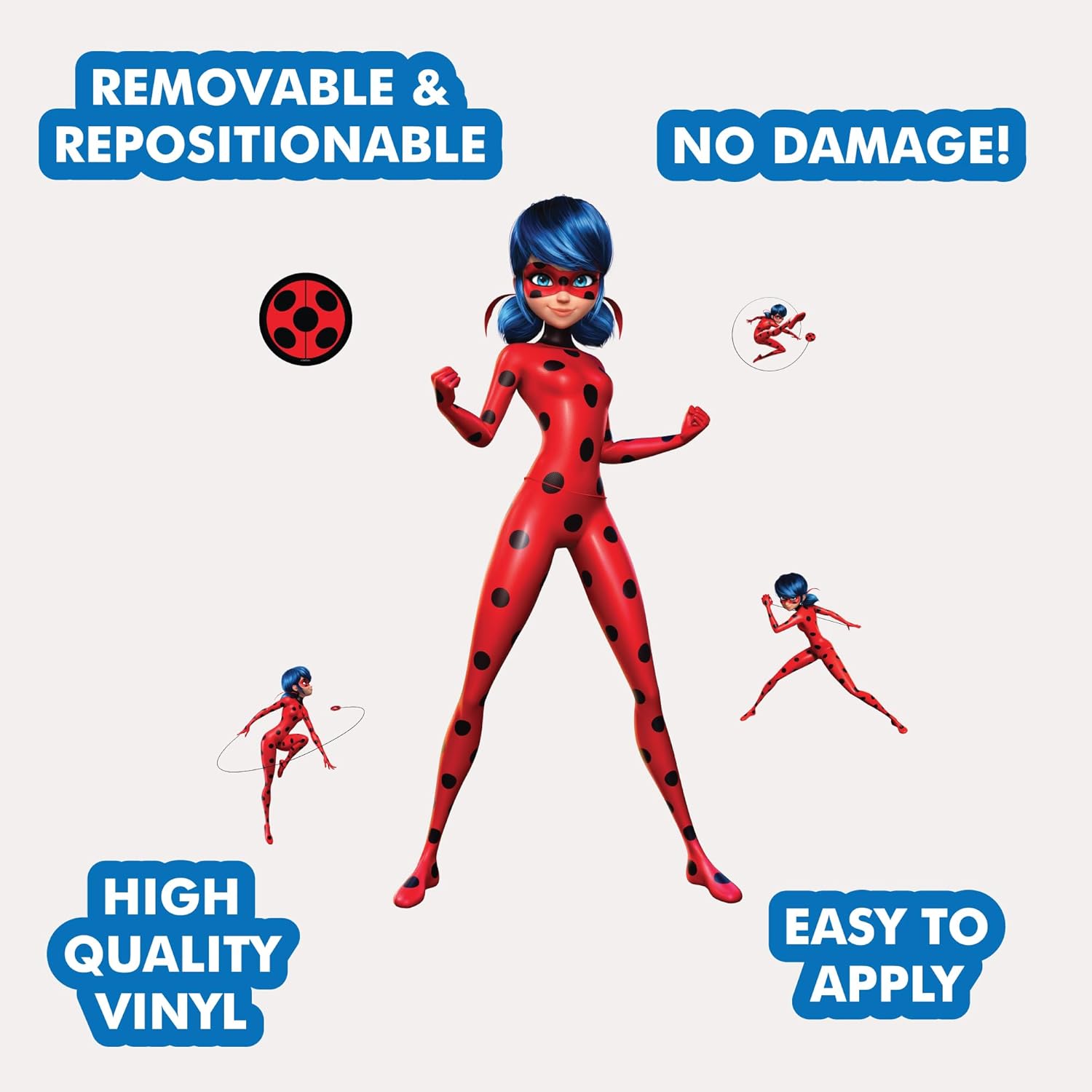 Wall Palz Miraculous Tales of Ladybug and Cat Noir 29" Peel and Stick Wall Decals - 3D Augmented Reality Interaction