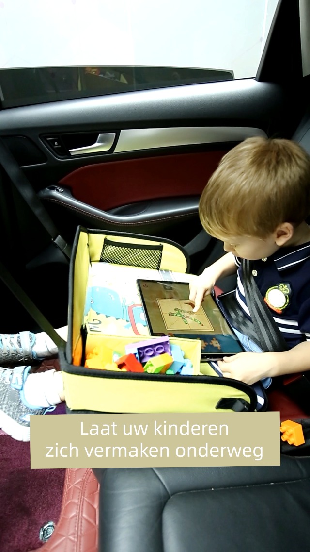Amoilly Autostoeldienblad voor kinderen, reizen, peuters, reistas, voor auto en vliegtuig met cartoondesign, roadtrip activiteiten in roze