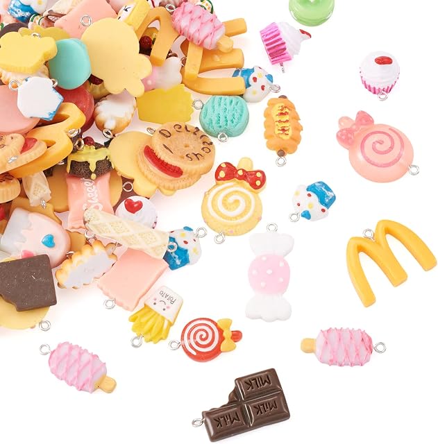 Cheriswelry Mixed Shapes Colors Resin Charms Pendants for DIY Jewellery Crafts Keychain Making