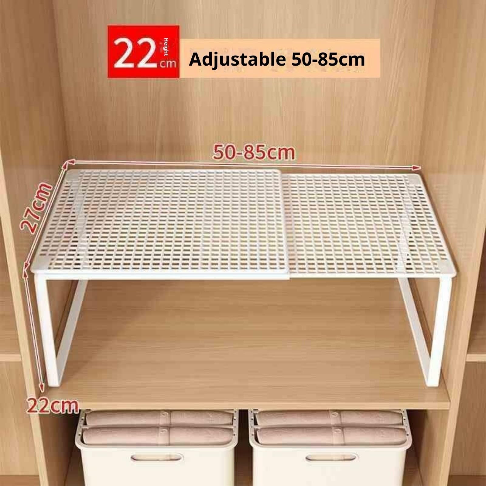 Generico Mensola Salvaspazio per Cucina, Organizer Espandibile per Mobili E Ripiani, Portaoggetti Regolabile per Utensili in Ferro Resistente,Adatto per cucina, bagno, ripostiglio, ufficio