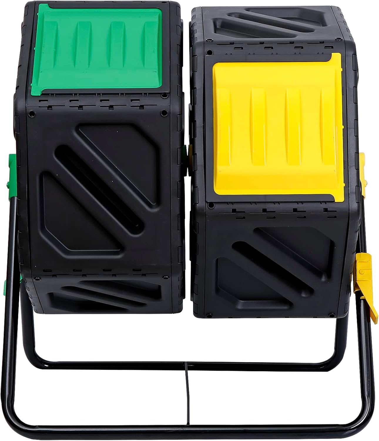 HomGarden Large Dual Chamber Compost Tumbler Heavy-Duty Outdoor Bin Composter with 2 Sliding Doors Easy-Turn, All-Season 37 Gallon High Volume Composter Black