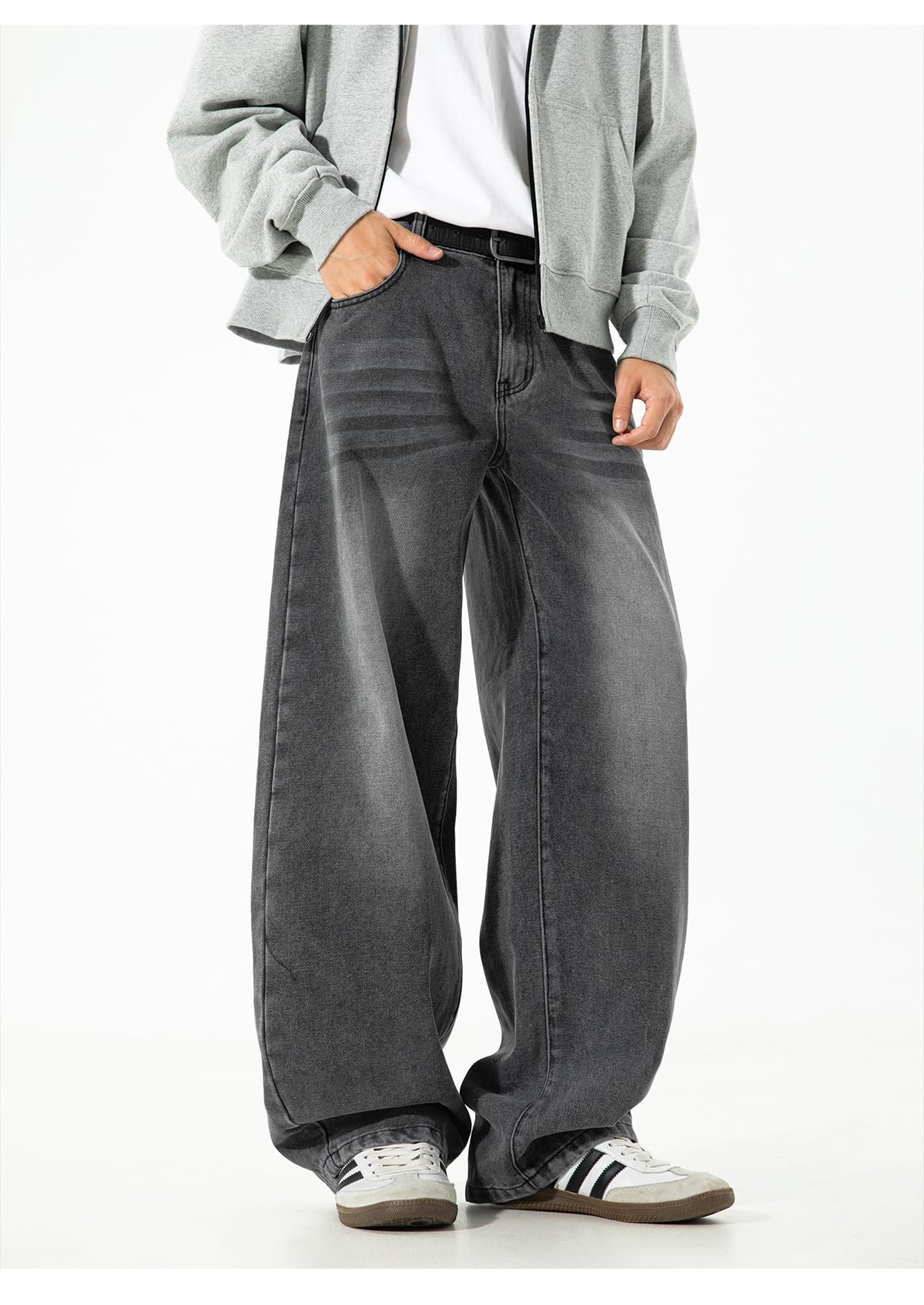 Jeans da uomo casual a gamba dritta Y2K vintage streetwear a gamba larga pantaloni in denim vestibilità comoda hip hop skater pantaloni