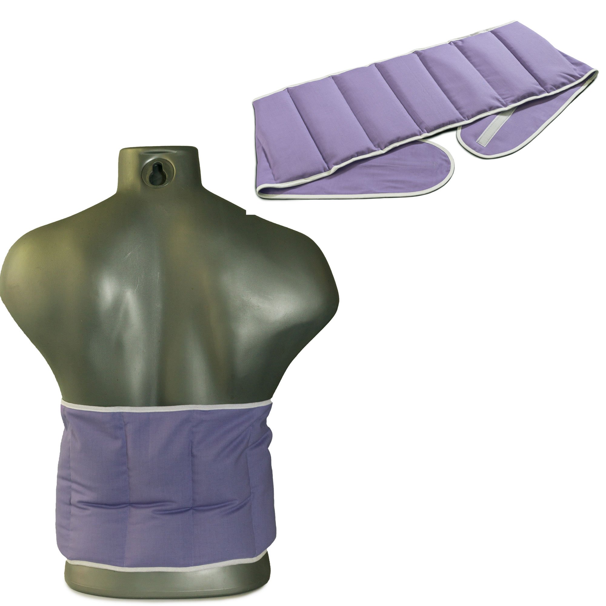 Faja térmica lumbar de semillas con cierre, largo aprox. 135cm, malva. Saco térmico para la espalda. Pepitas de uva