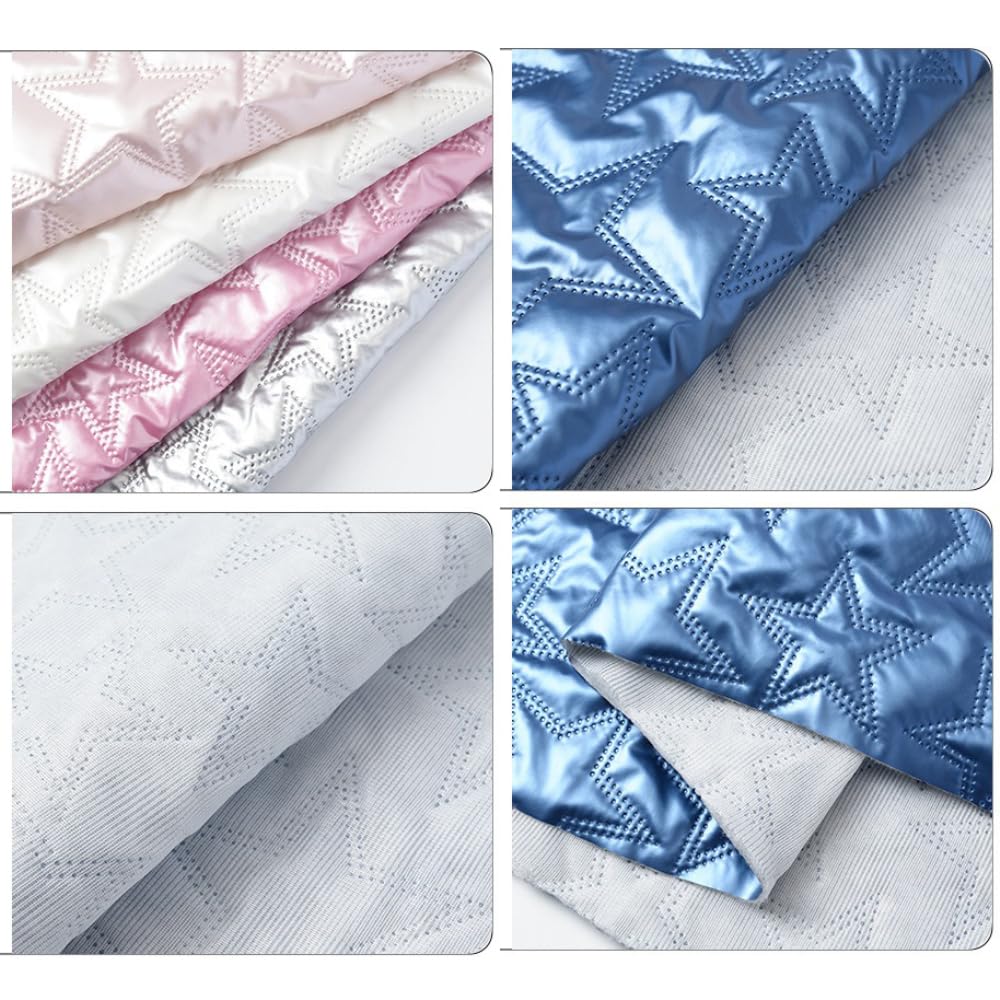 Tela acolchada de poliuretano de 2 m por metros, impermeable, 150 cm de ancho, piel sintética acolchada con patrón de estrella, suave acolchado para forro de chaqueta, abrigos, bolsos, zapatos
