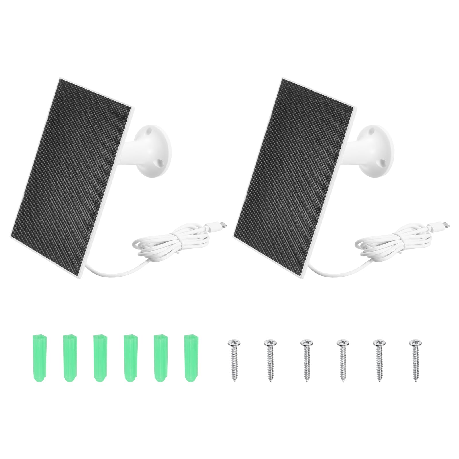 MECCANIXITY 2 pannelli solari per telecamera ad anello, caricabatterie USB da 2 W 6 V con cavo porta tipo C da 1,8 m, supporto da parete regolabile a 360°, per mangiatoie per uccelli all'aperto