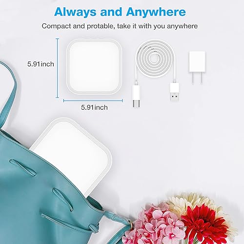 Miniatura 8 de Qoosseine Lámpara de terapia de luz, caja de luz sin rayos UV de 10000 lux, con 4 niveles de brillo, 4 temperaturas de color, 4 funciones de