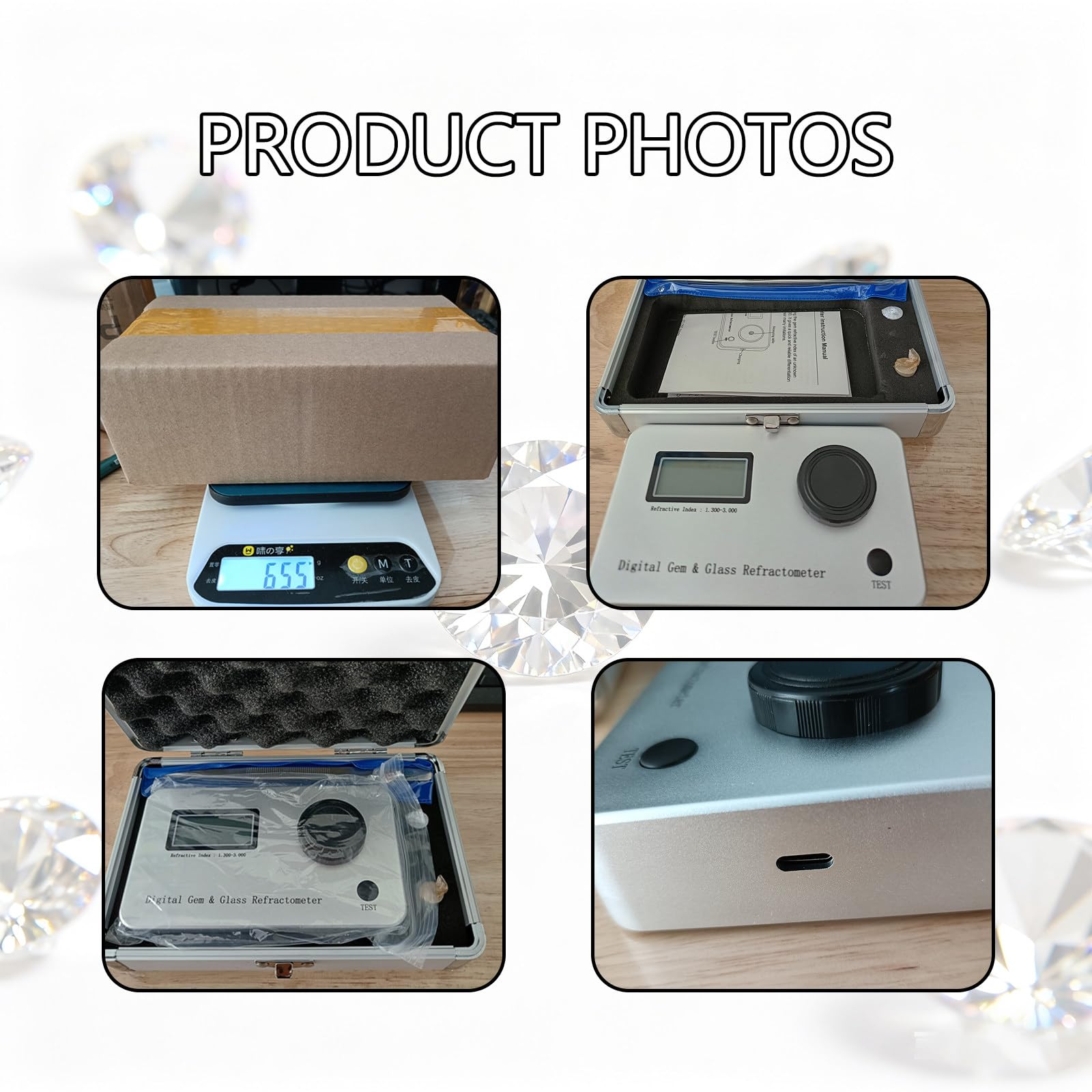 Refractómetro de Gemas Profesional, Detector de Diamantes, Probador de Gemas, Error de medición: ±0,005, Precisión: 0,001, Índice de refracción: 1,300-3,000, Portátil