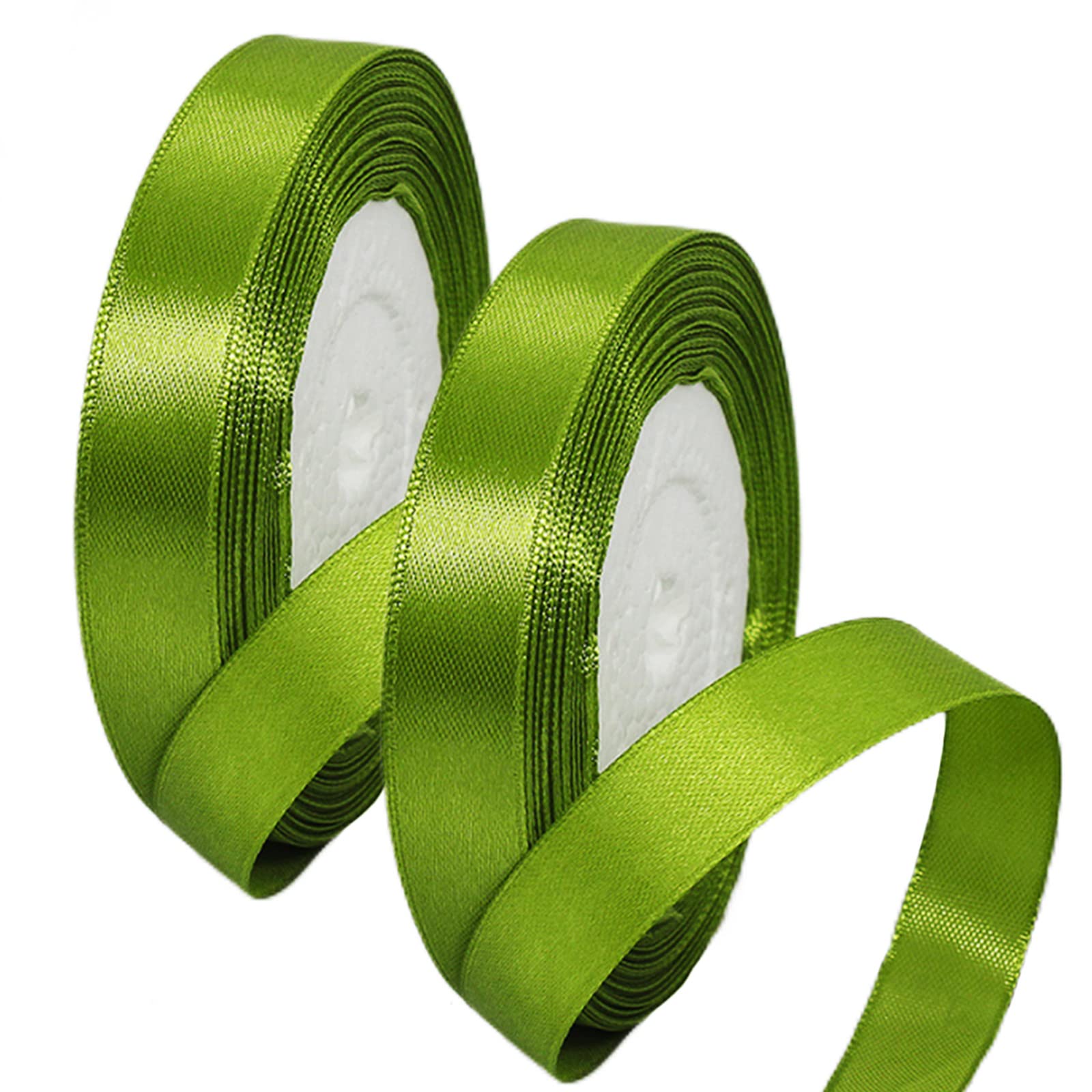 2 x 15mm Wide Emerald Green Ribbon Thick Satin Ribbon 22m, 3/5 inch Thick Vivid Green Ribbon for Gift Wrapping Wedding Christmas Birthday Cake Hair Bow Florist Bouquet Crafts Decorations — image 1