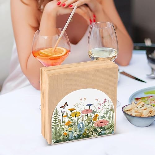 Miniatura 7 de Napkin Holder Vivid Flowers and Butterfly Napkin Holders for Tables, Clear Acrylic Napkin Holders Cocktail Napkin Holder for Kitchen Restaurant Bar