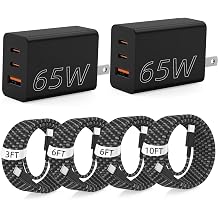 3 Port 65W USB C Fast Charger Block with Type C Cable,Multi Device Charging