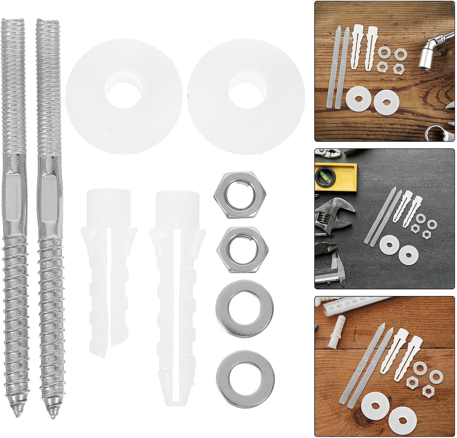 TEHAUX 2 Sets Basin Fixing Kit Stainless Steel 304 Wash Basin Mounting Screws and Bolts Pedestal Sink Installation Hardware for Bathroom Sink Replacement